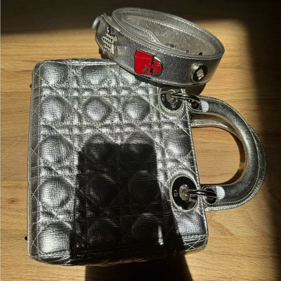 Dior Silver Mini Bag with Quilted Cannage Pattern - Picture 6 of 17